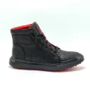 HIGH TOP PANZA DE AVESTRUZ NEGRO FORRO ROJO 