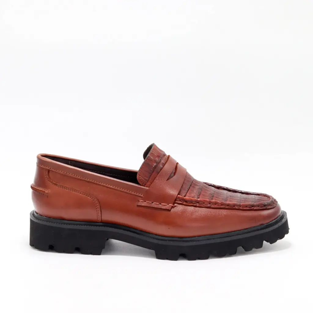 MOCASIN CHUNKY COCODRILO COÑAC